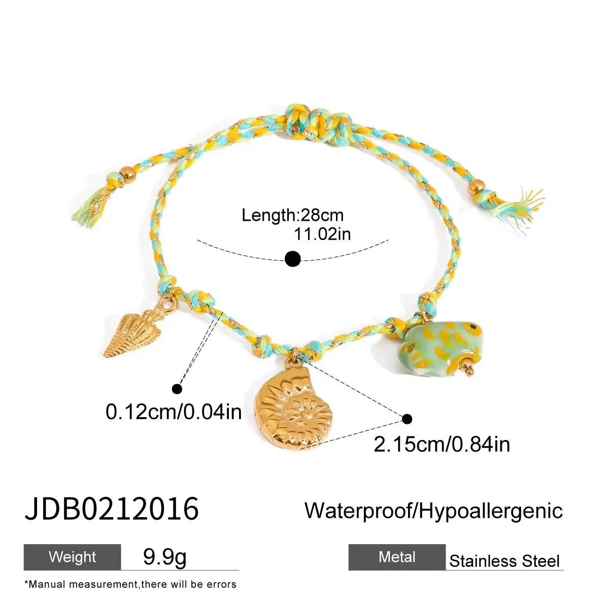 Bracelet pendentif doré & multicolore – Douceur marine