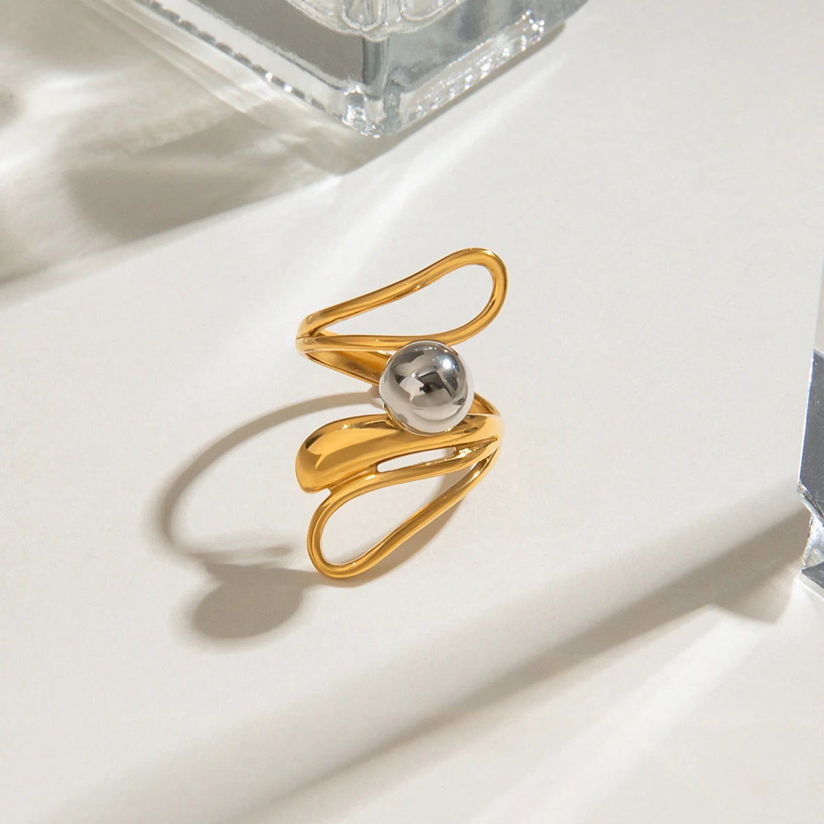 Bague ajourée boule métal – Design irrégulier & audacieux