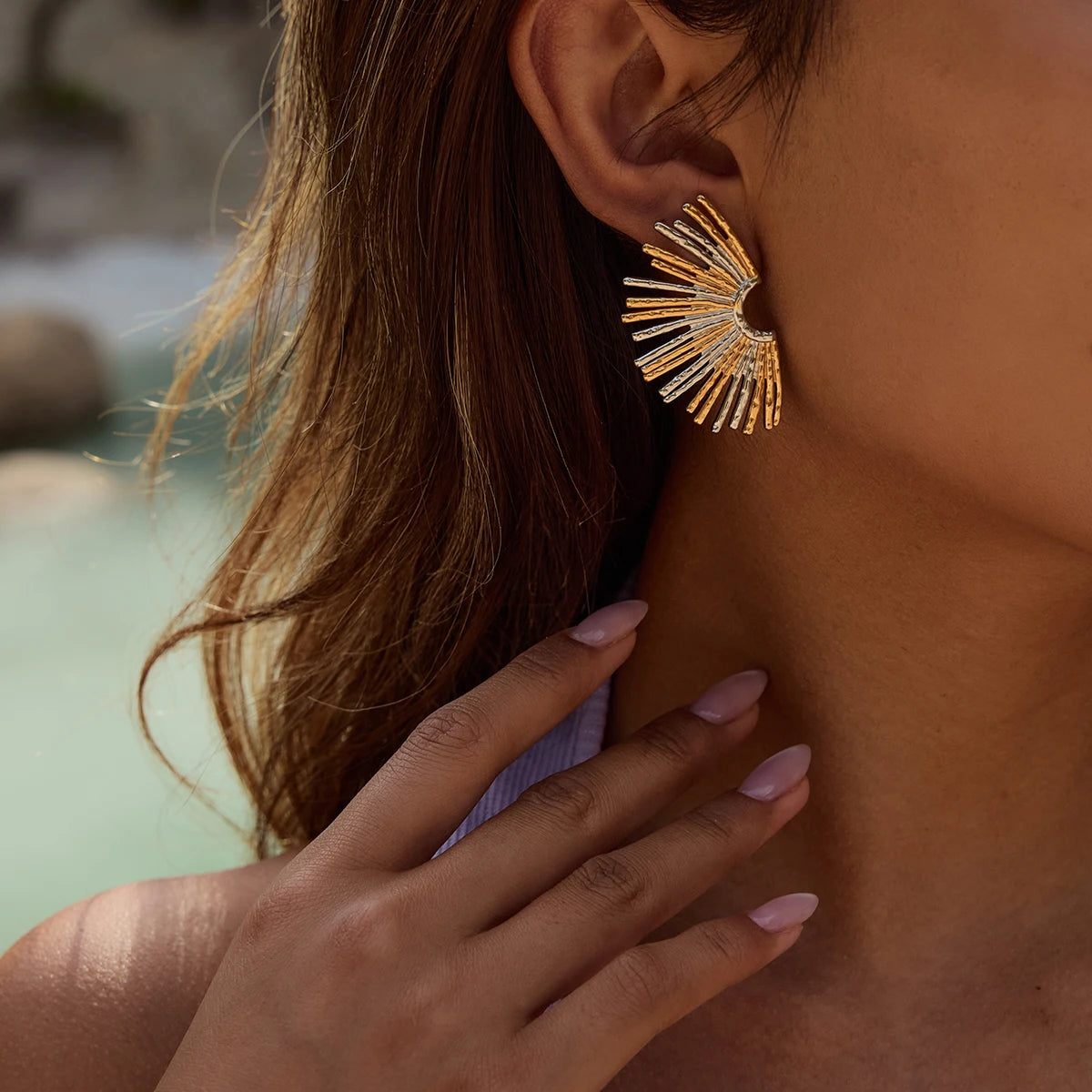 Boucles d’oreilles éventail – Tendance géométrique