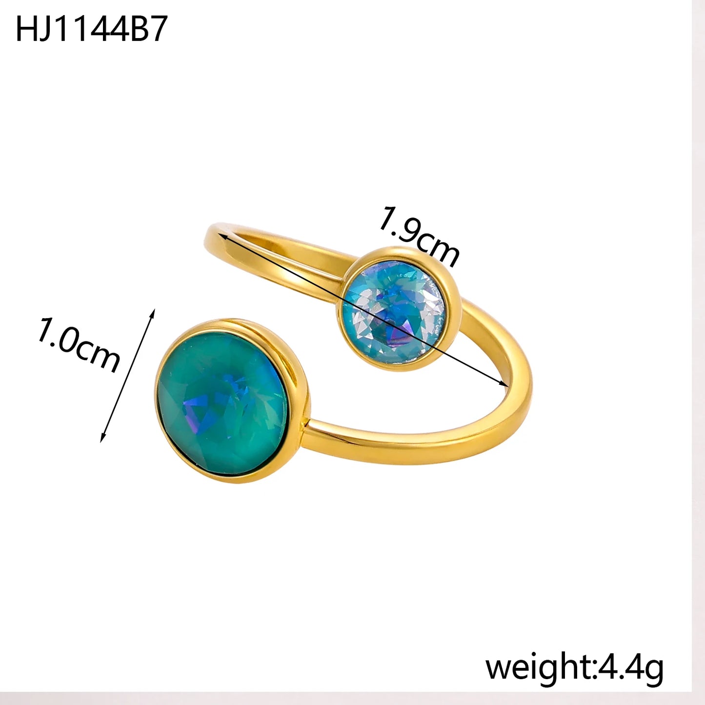 Bague ouverte zircon chic – Élégance dorée au quotidien