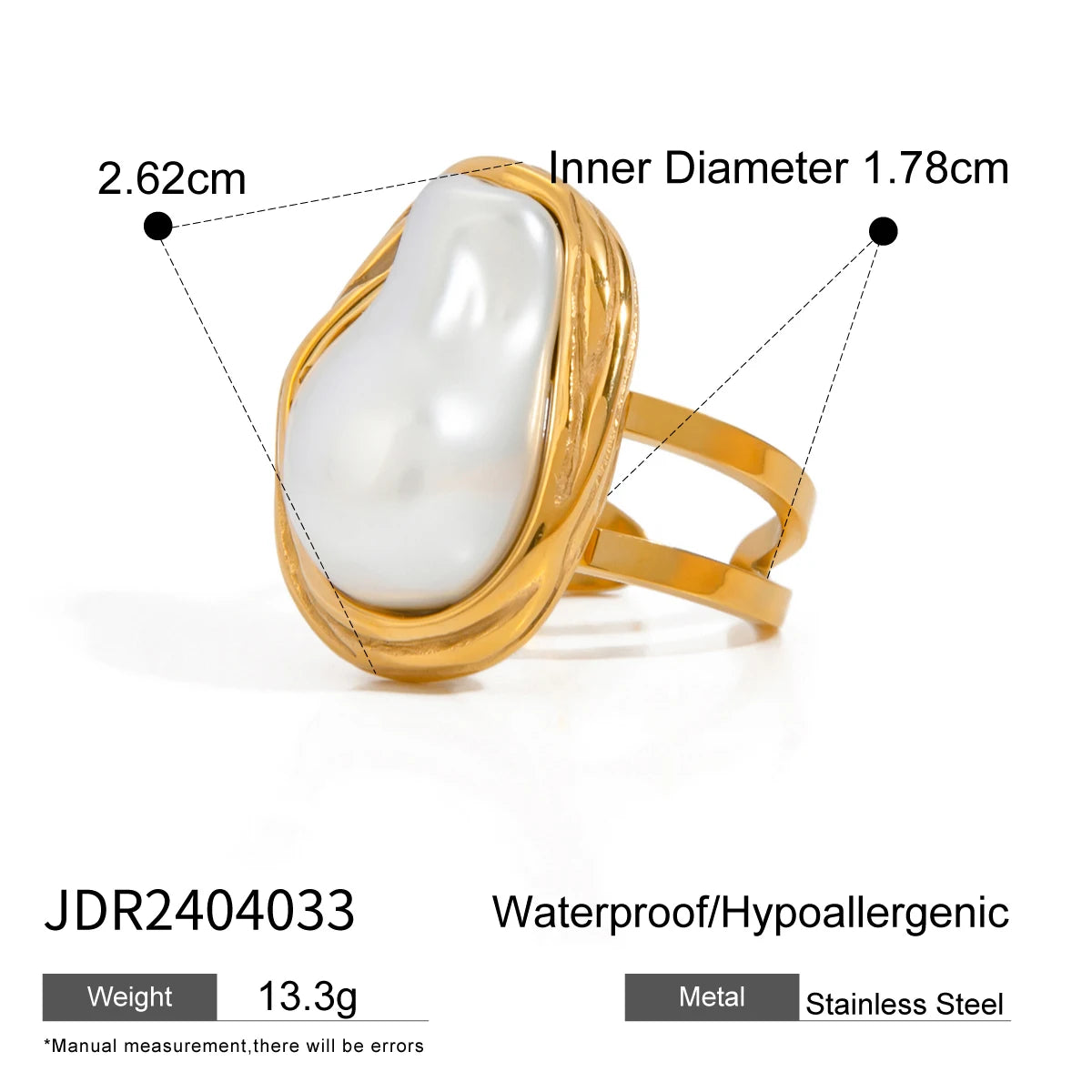 Bague perle baroque & résine – Un charme bohème signé Linie