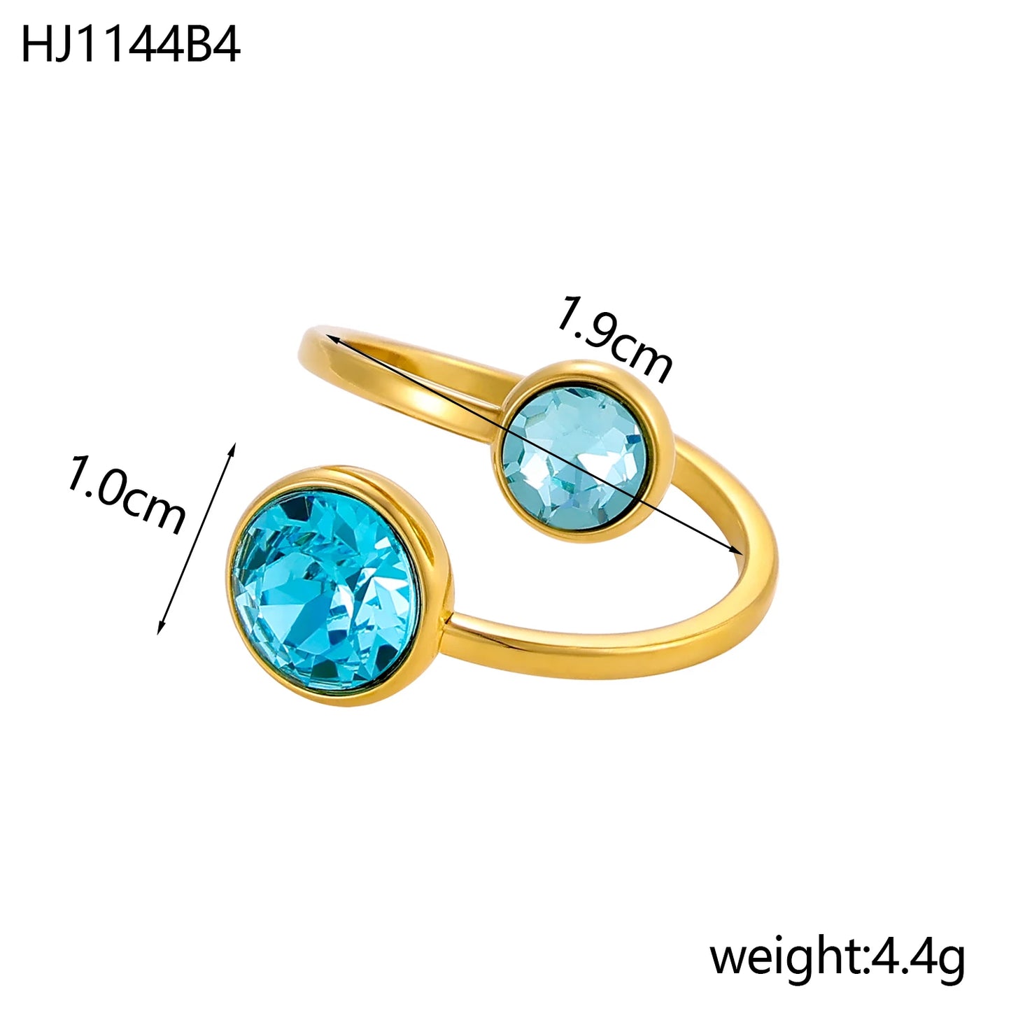 Bague ouverte zircon chic – Élégance dorée au quotidien