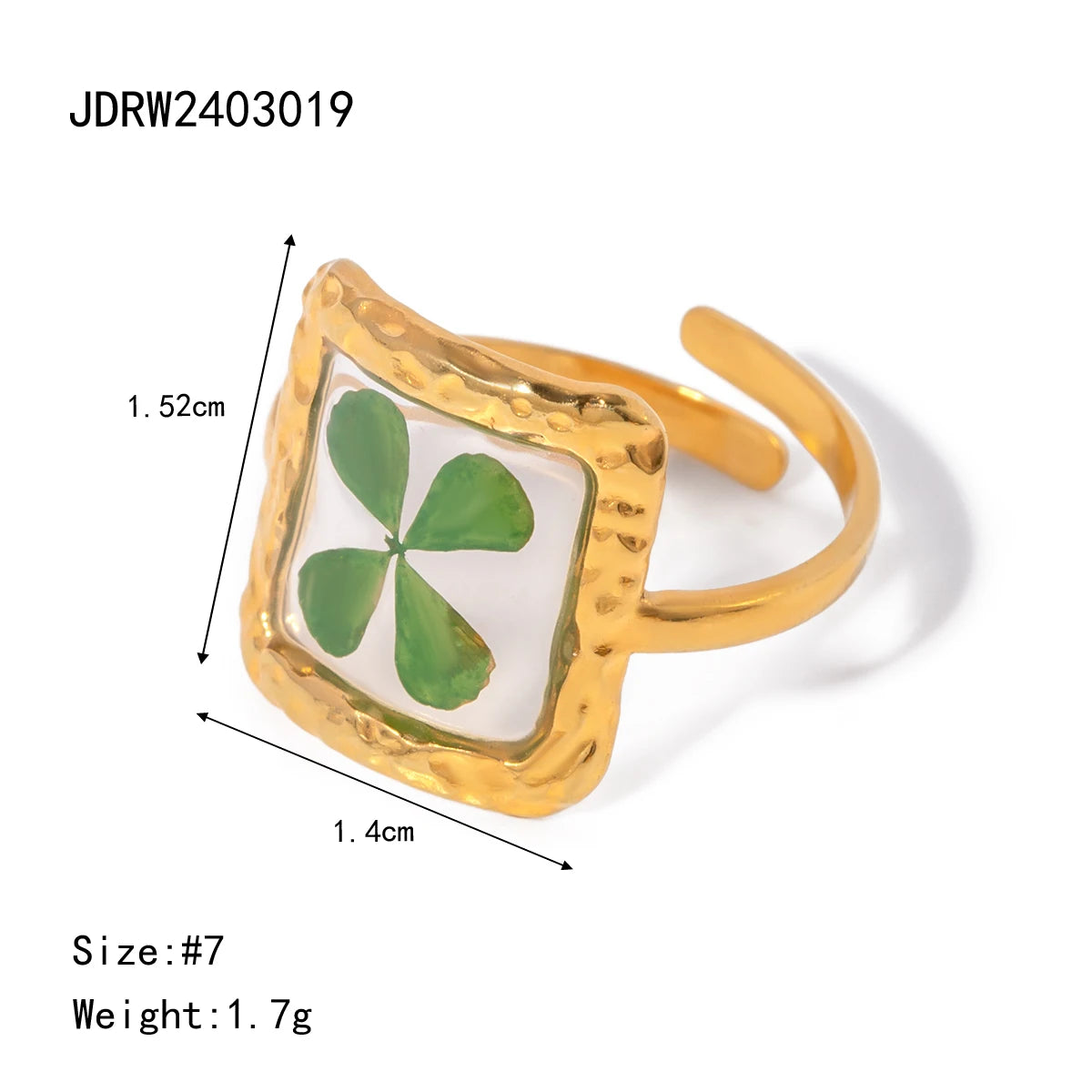 Bague ouverte florale dorée 18k – Élégance minimaliste d’été