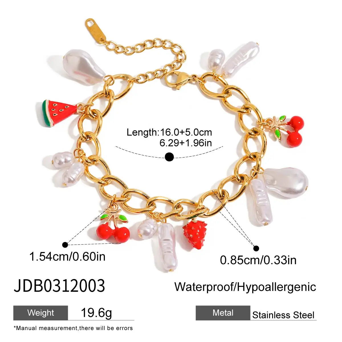 Collier & bracelet cerise perle – Douceur fruitée