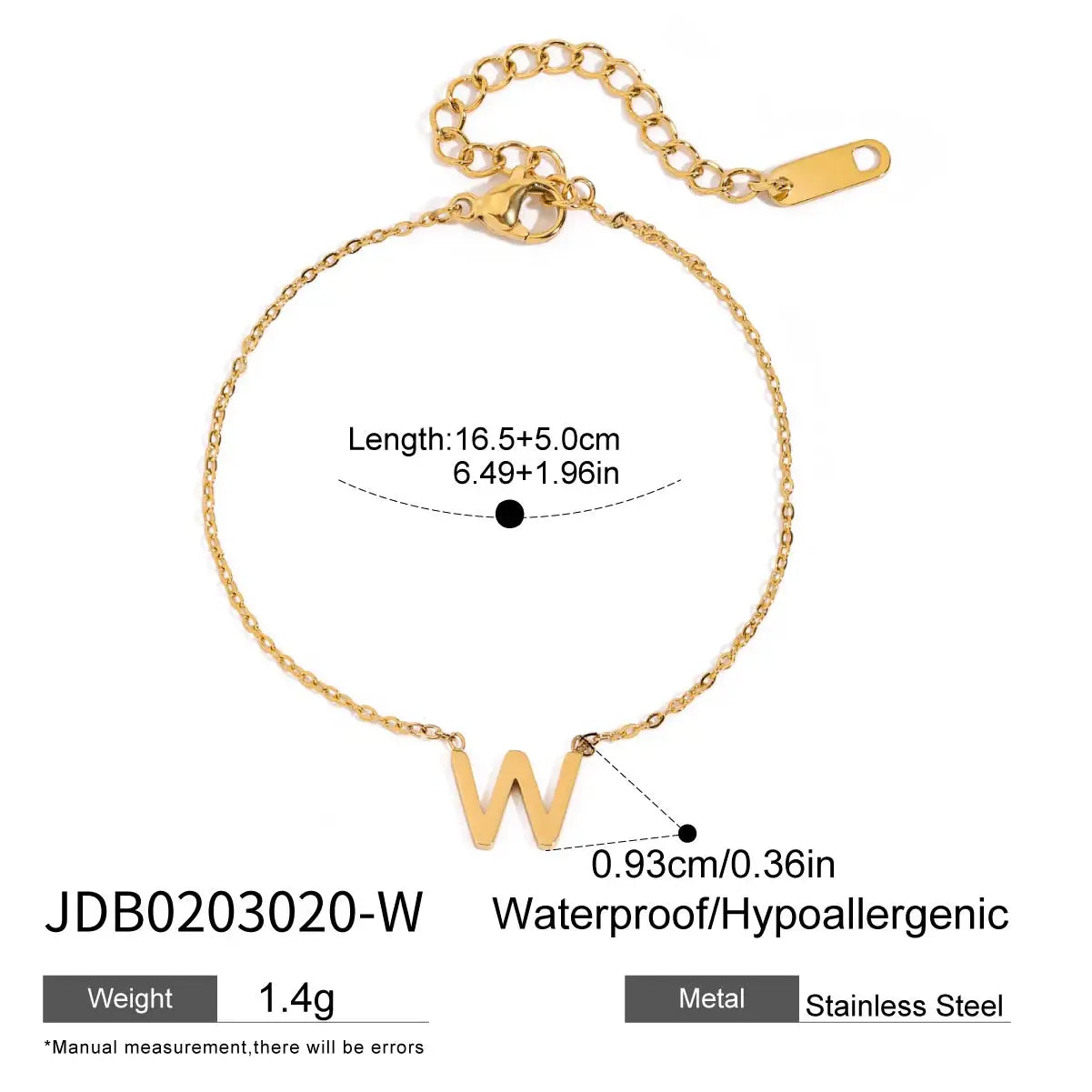 Bracelet chaîne lettre initiale – Bijou à personnaliser