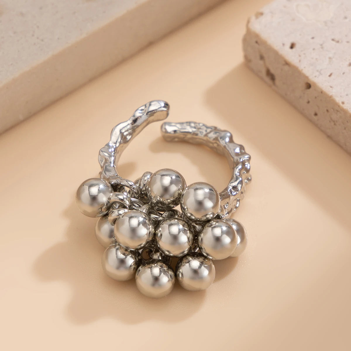Bague boule métal Salircon – Style Punk Minimaliste