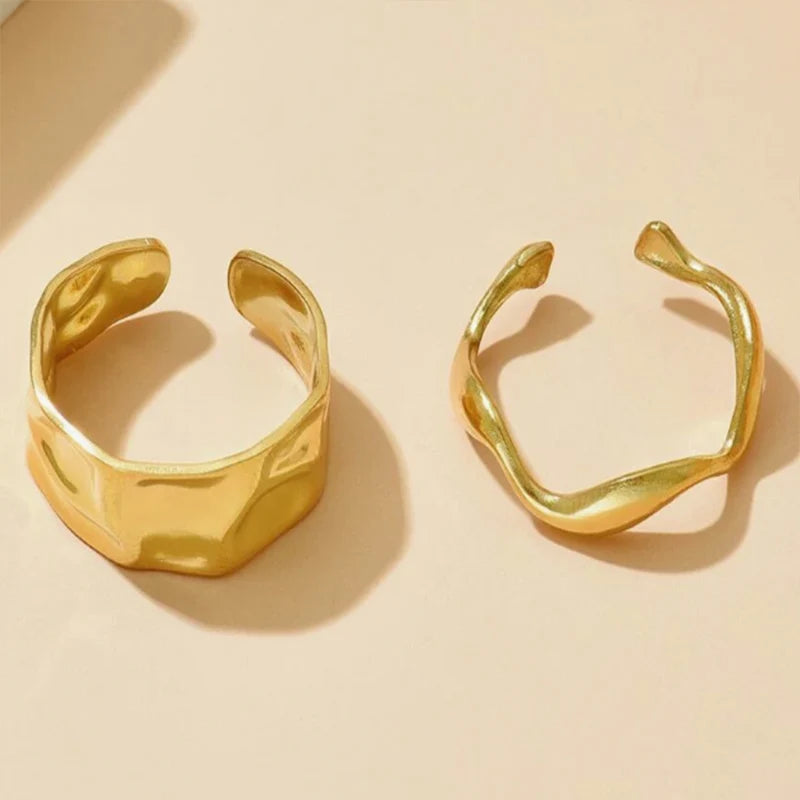 Duo de bagues ouvertes irrégulières