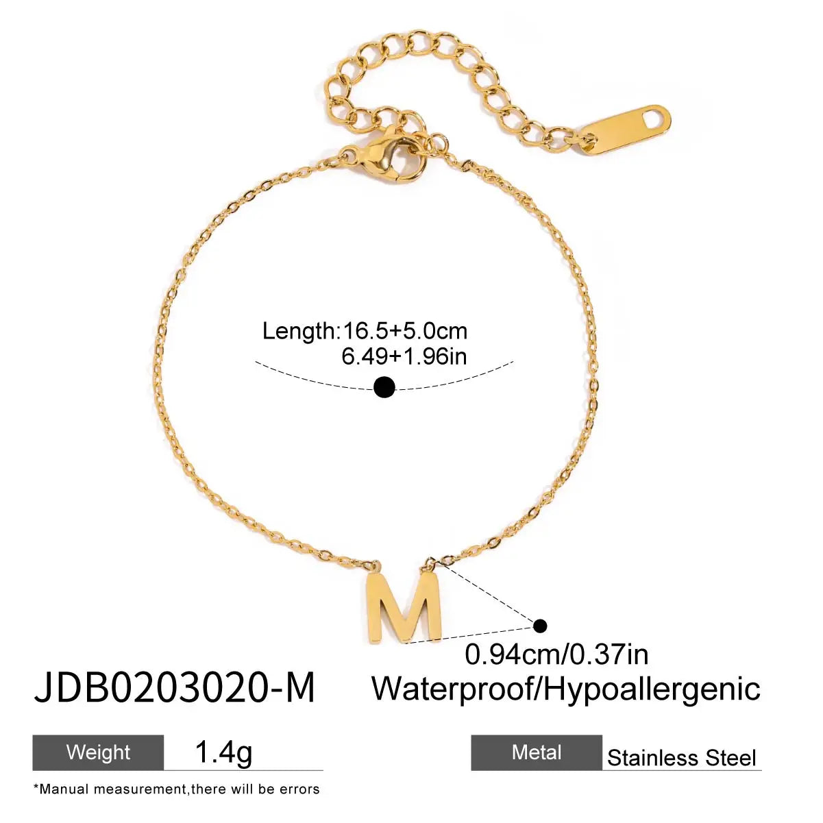 Bracelet chaîne lettre initiale – Bijou à personnaliser