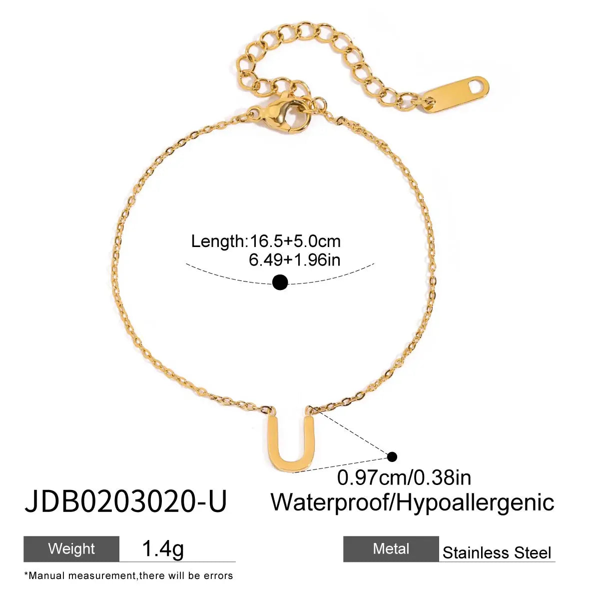 Bracelet chaîne lettre initiale – Bijou à personnaliser