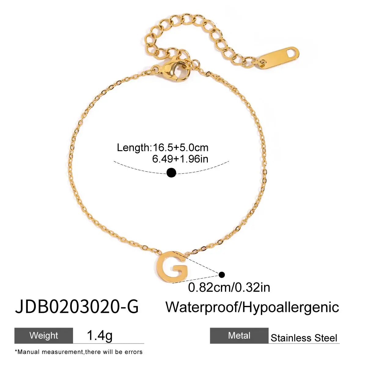 Bracelet chaîne lettre initiale – Bijou à personnaliser