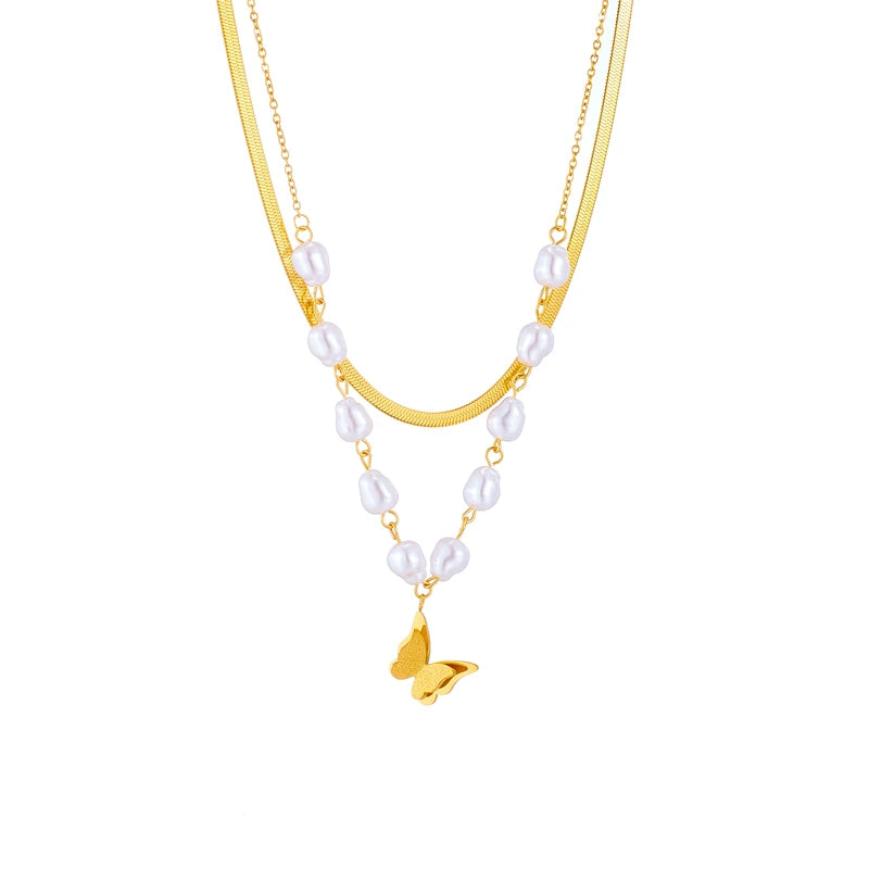 Collier papillon double couche