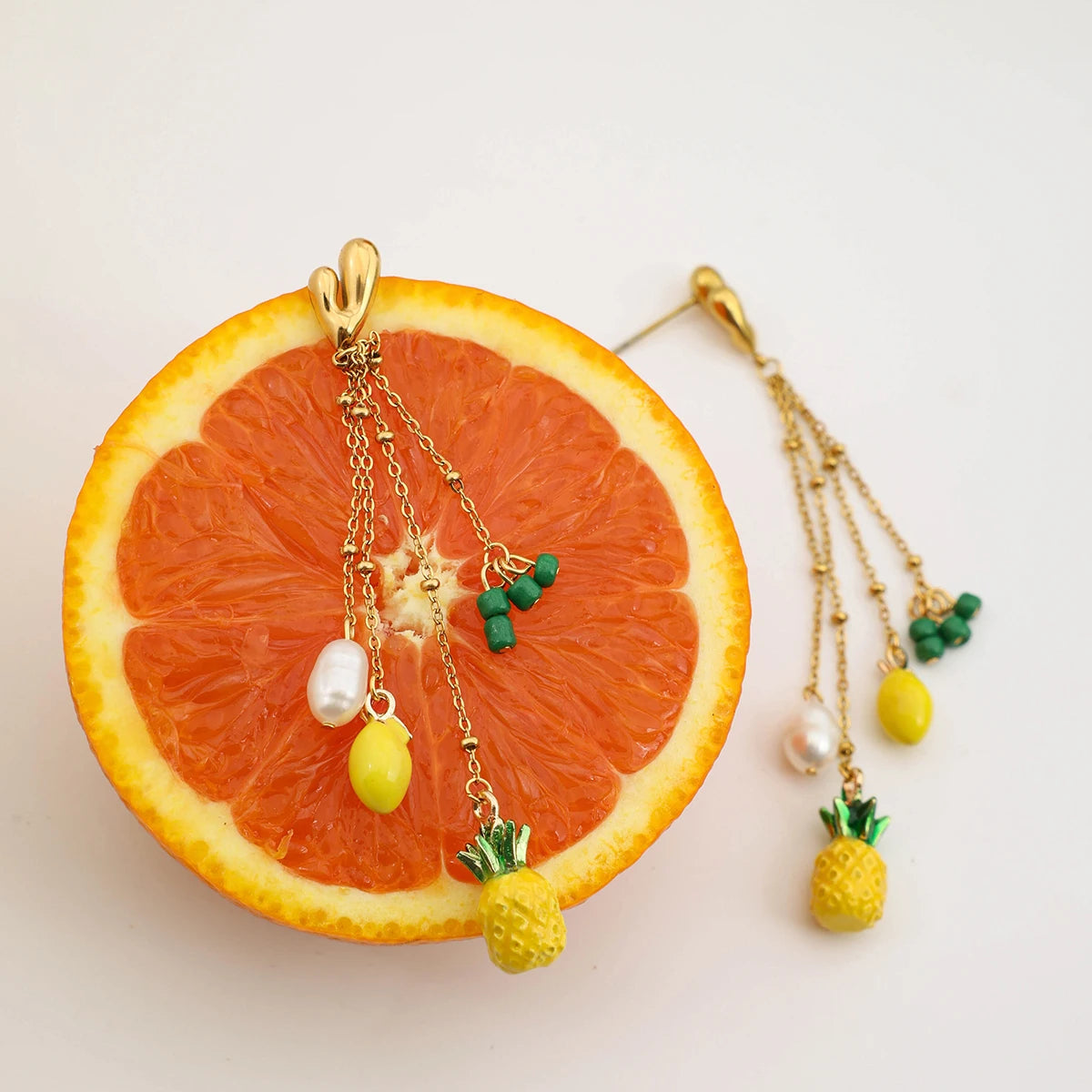 Boucles d’oreilles fruits & perles – Fraîcheur estivale
