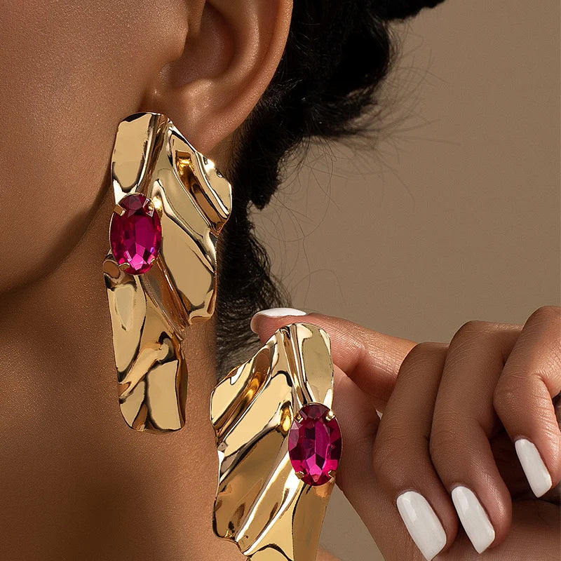 Boucles d’oreilles pierre Fuchsia Obega