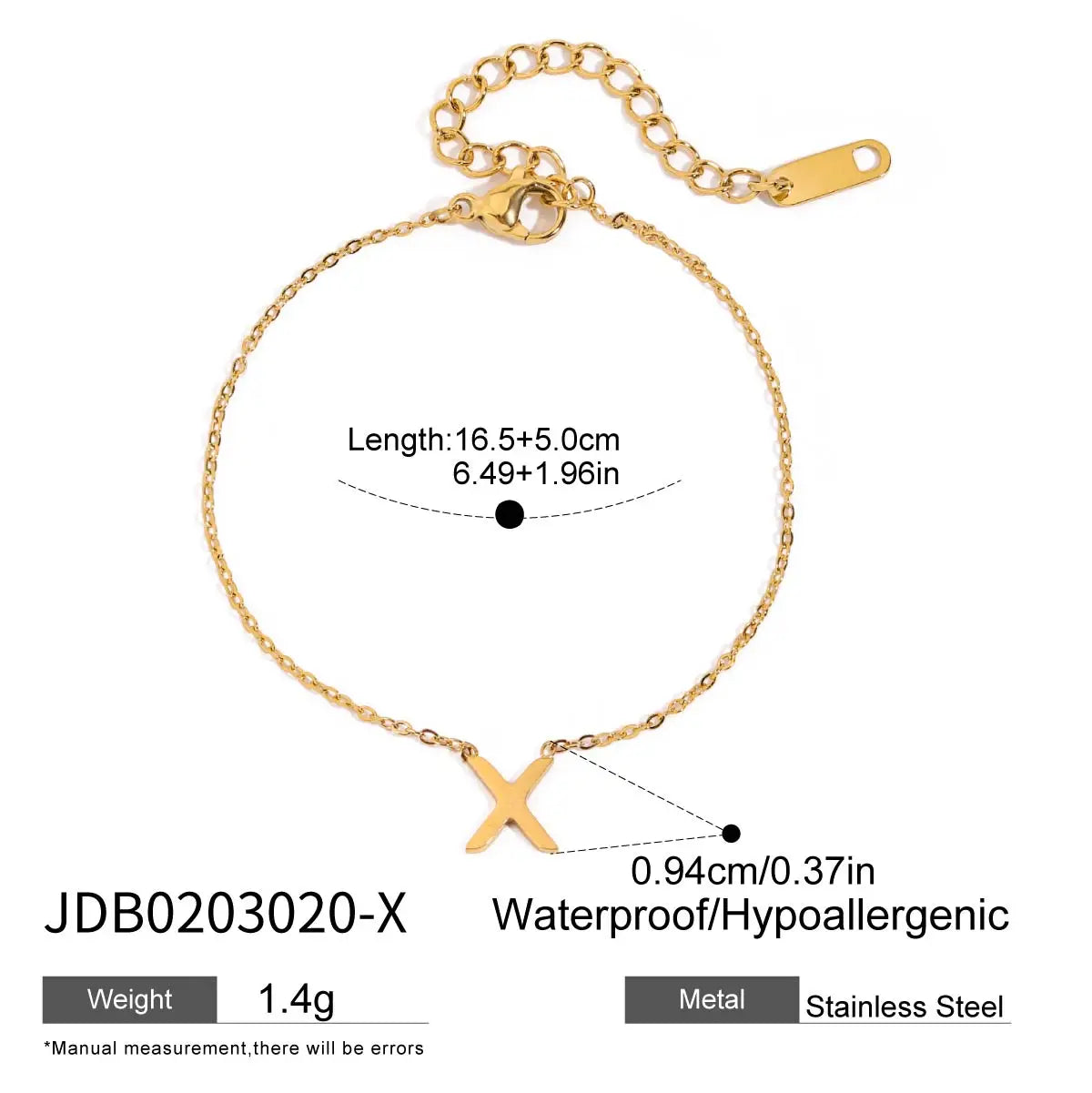 Bracelet chaîne lettre initiale – Bijou à personnaliser