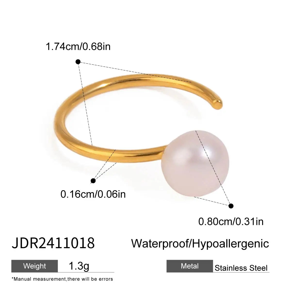 Bague double perle d’eau douce – Élégance marine en doré