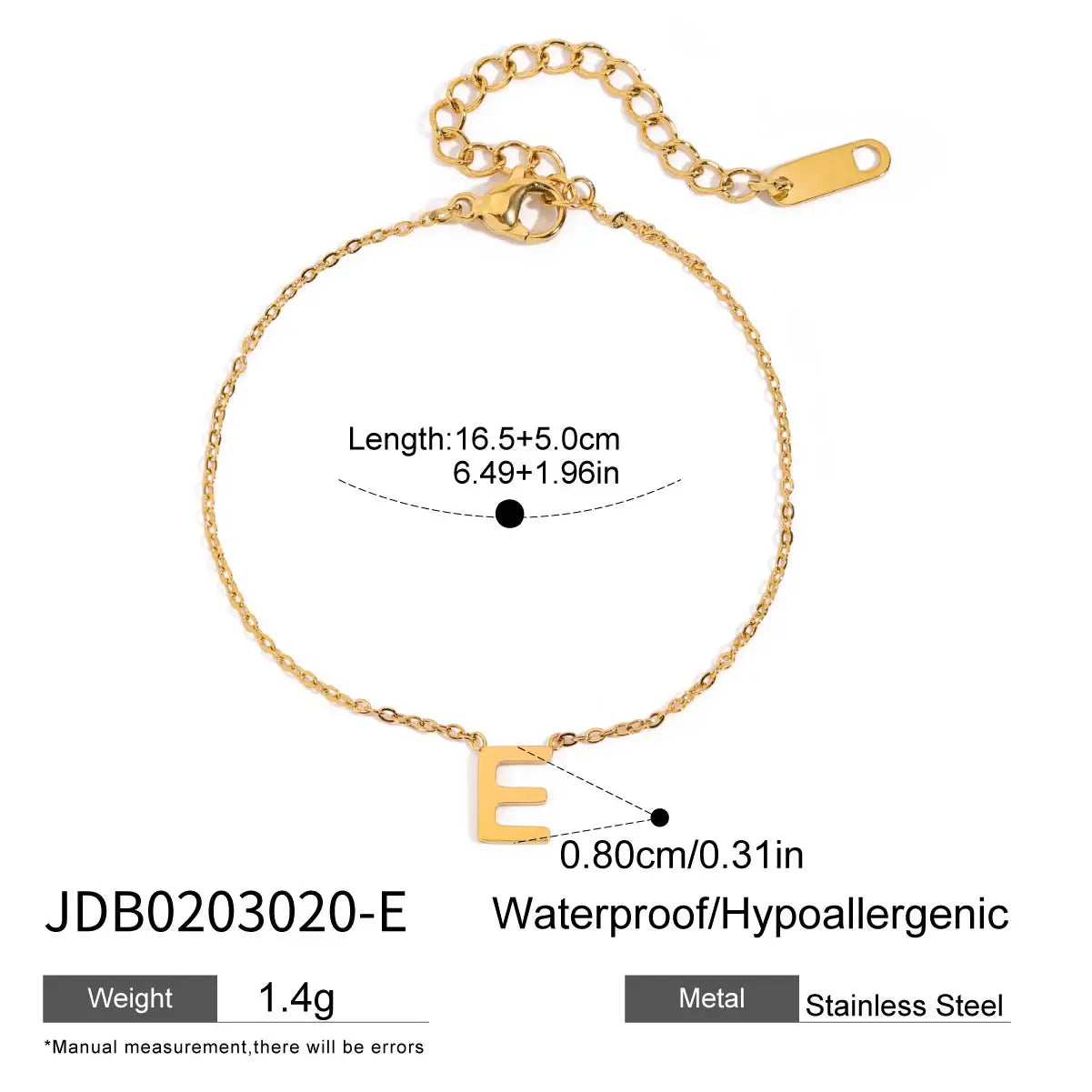 Bracelet chaîne lettre initiale – Bijou à personnaliser