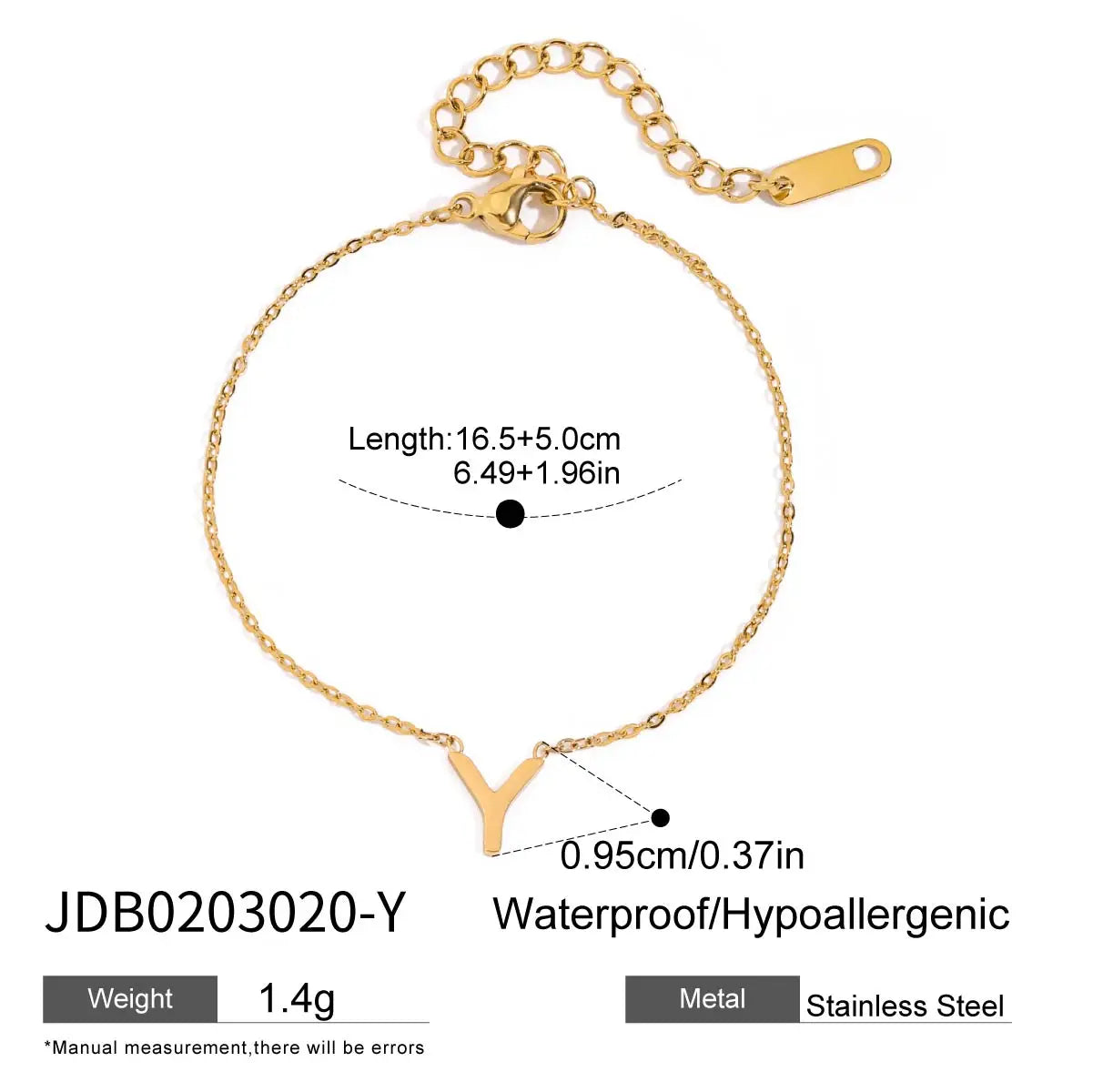 Bracelet chaîne lettre initiale – Bijou à personnaliser