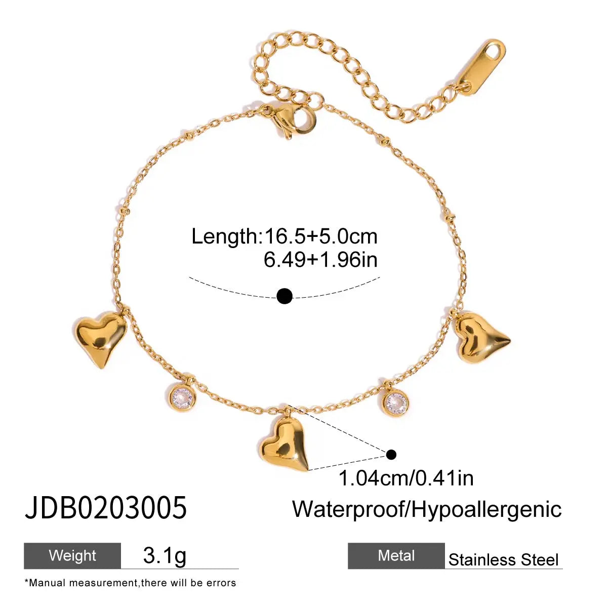 Bracelet papillon, cœur & zircon – Féminin & brillant