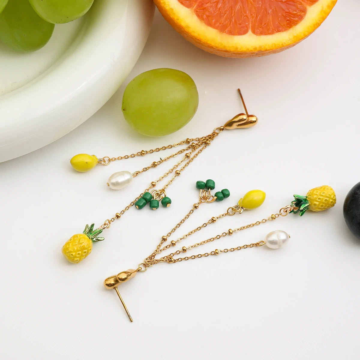 Boucles d’oreilles fruits & perles – Fraîcheur estivale