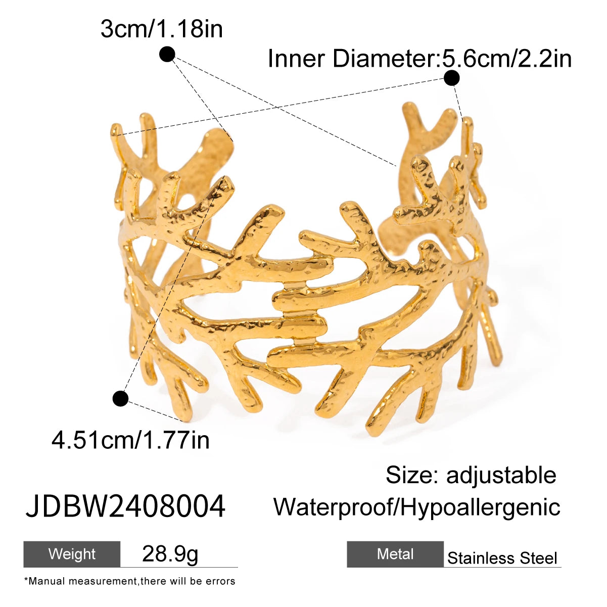 Bracelet nervuré large – Tendance urbaine