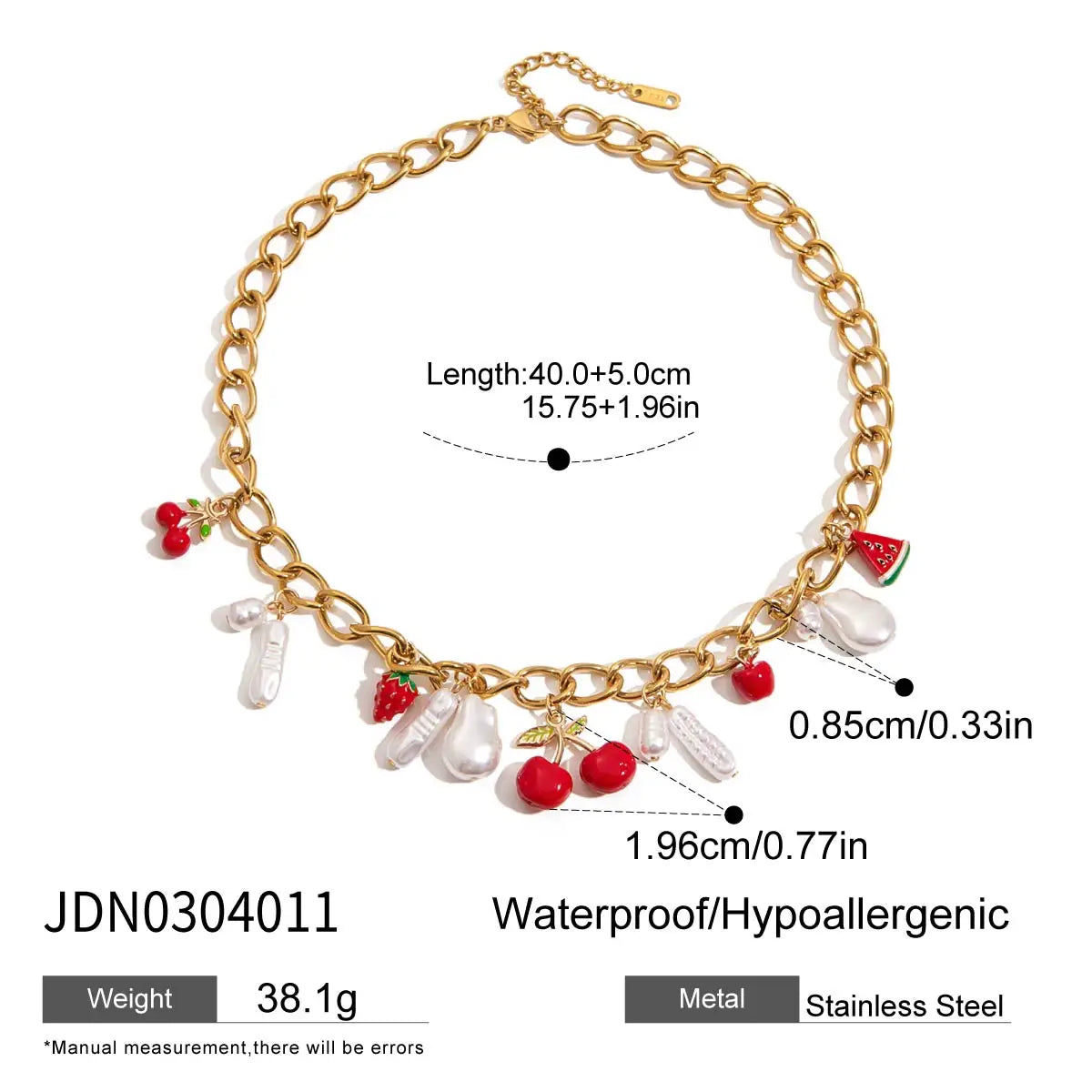 Collier & bracelet cerise perle – Douceur fruitée