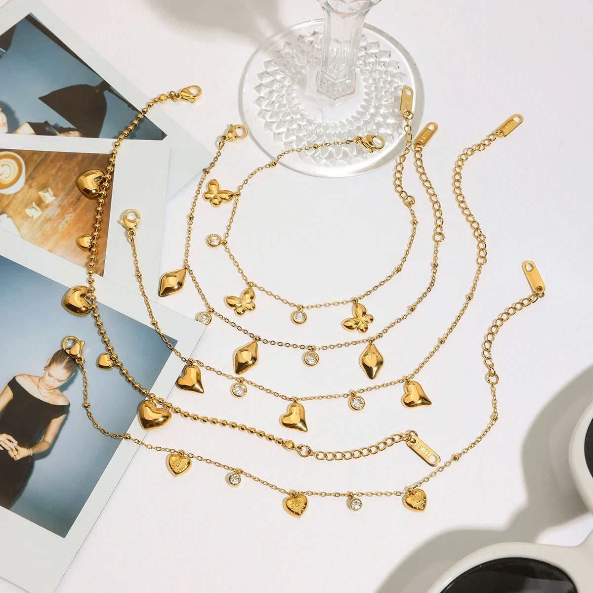 Bracelet papillon, cœur & zircon – Féminin & brillant