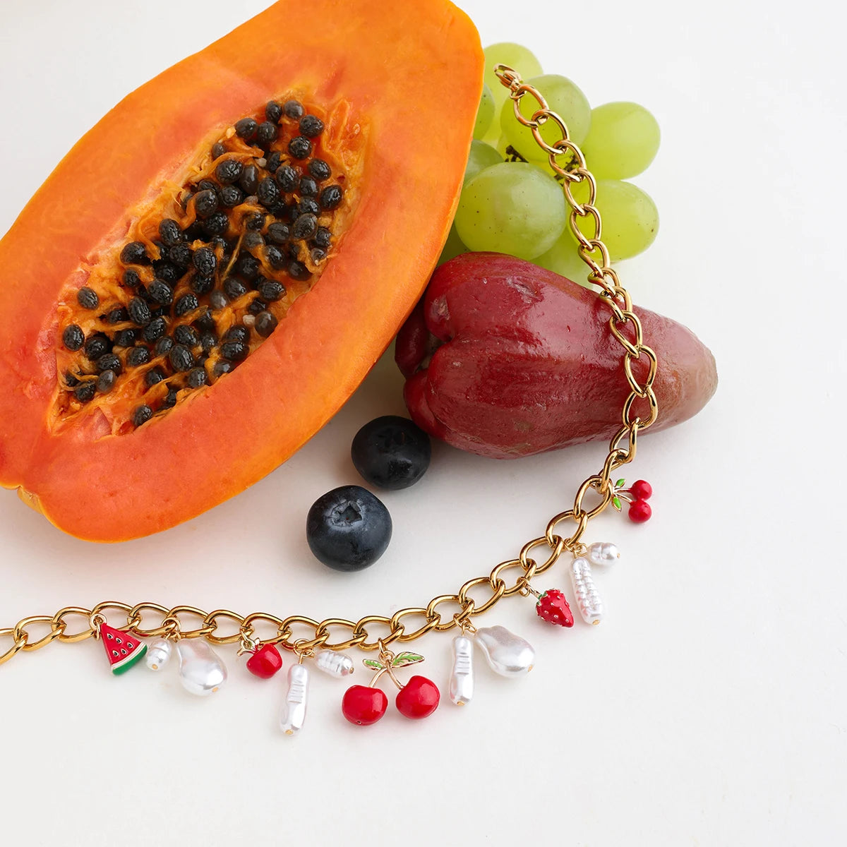 Collier & bracelet cerise perle – Douceur fruitée