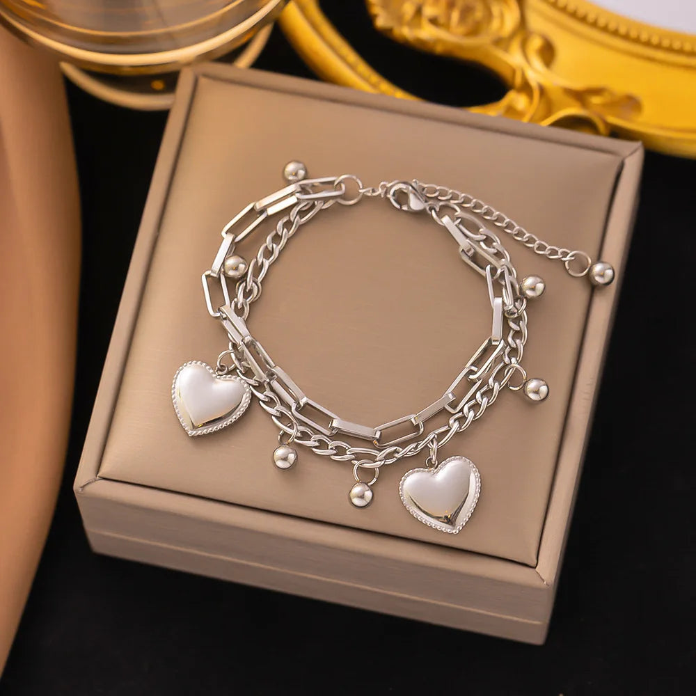 Bracelet double couche cœur DIY