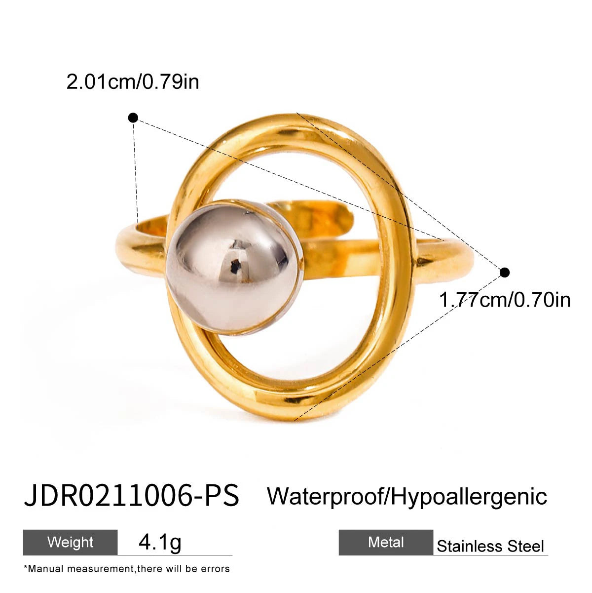 Bague perles & billes dorées – Élégance quotidienne