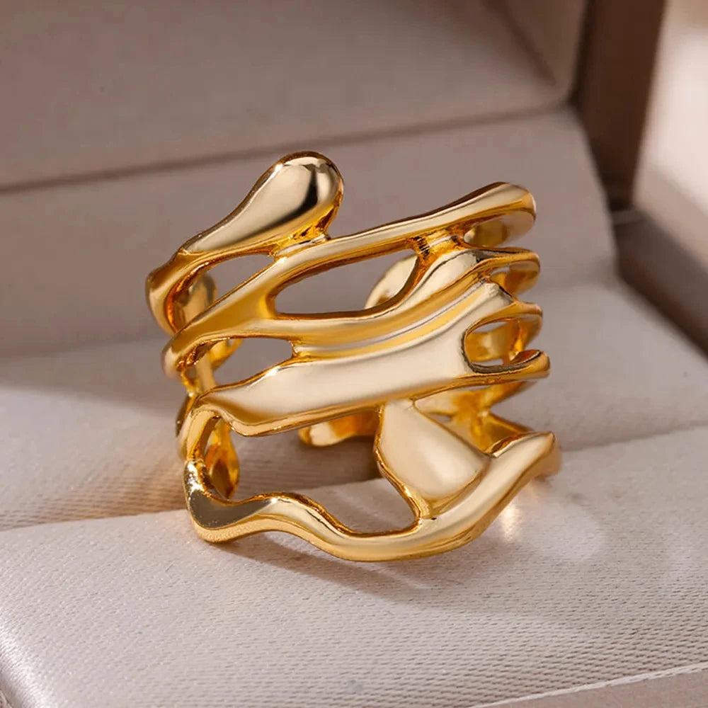 Bague large creuse inox