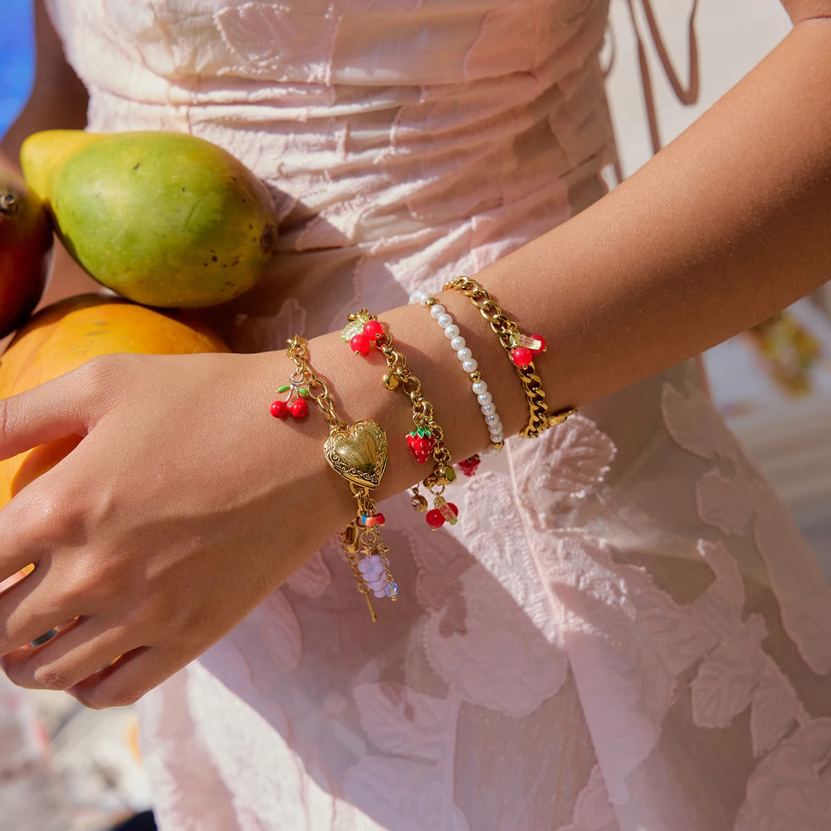 Bracelet fraise & cerise – Fantaisie fruitée