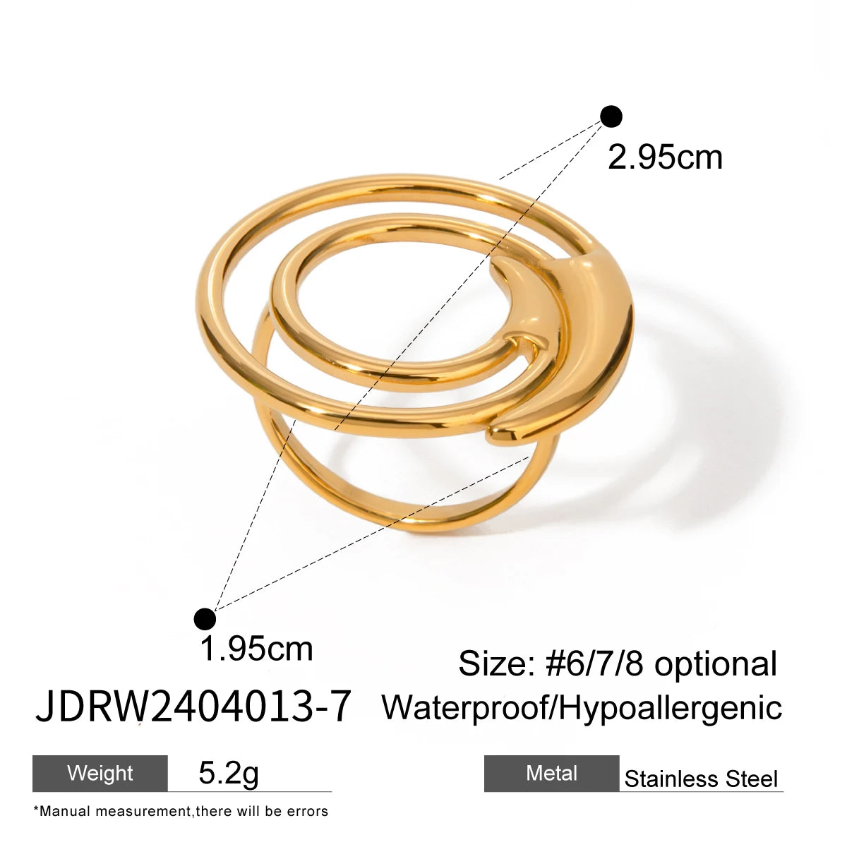 Bague minimaliste multi-formes dorée – Look moderne & lumineux