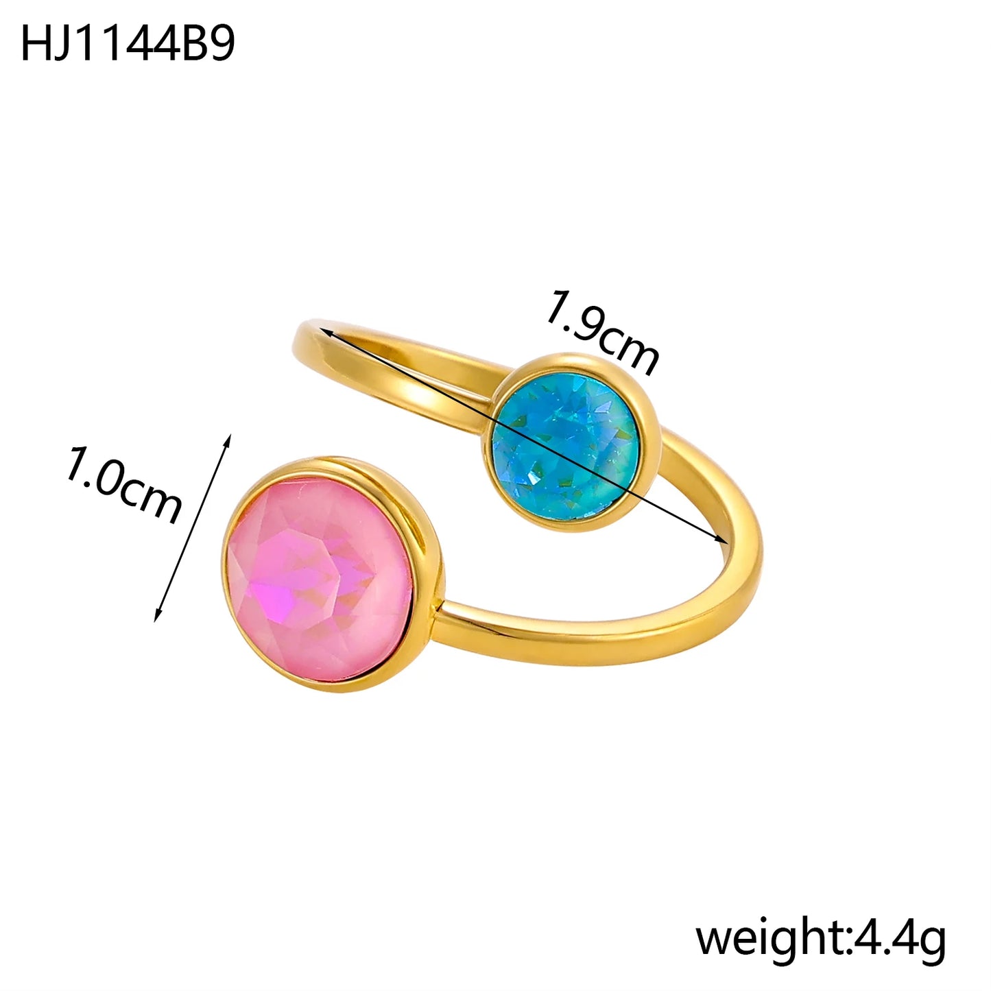 Bague ouverte zircon chic – Élégance dorée au quotidien