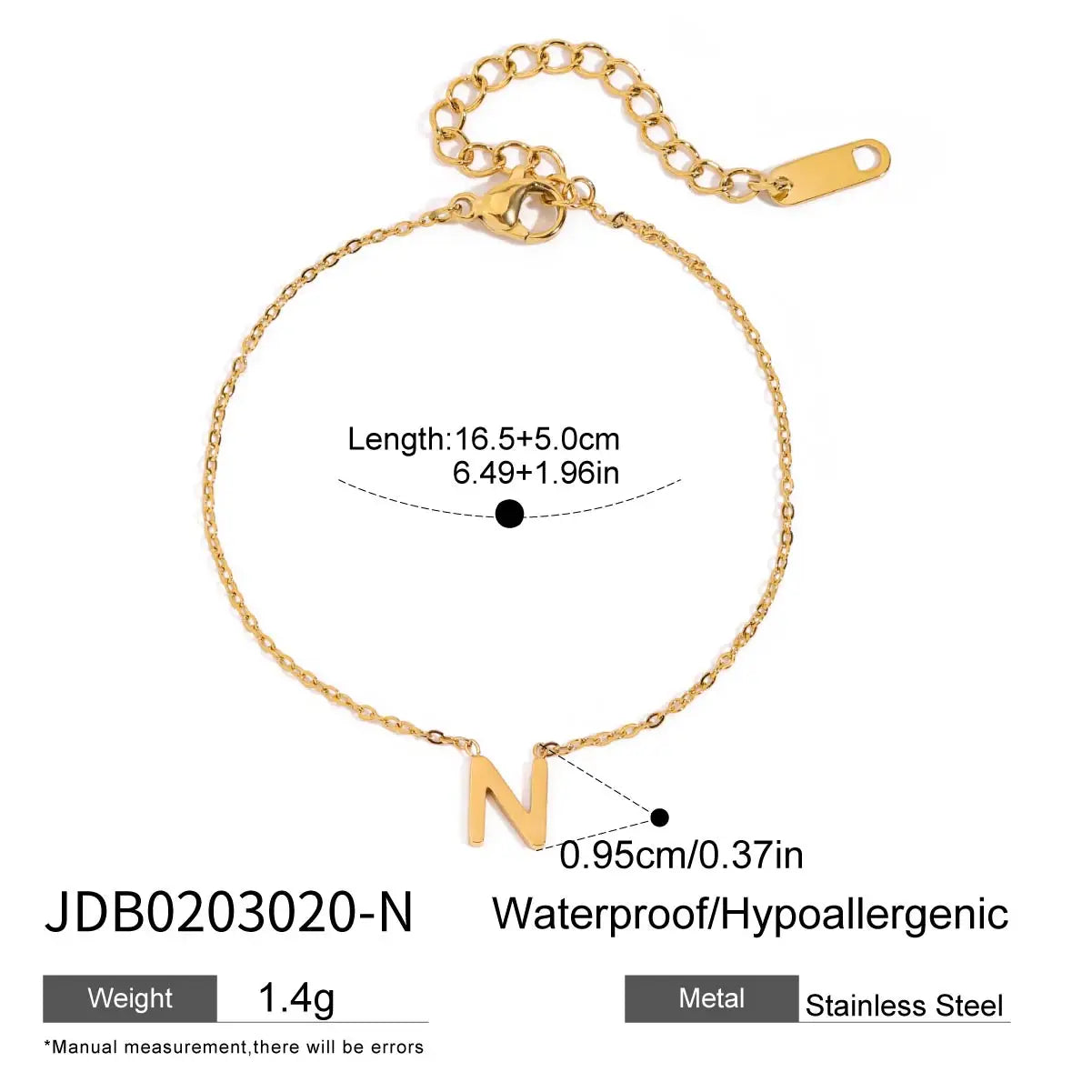 Bracelet chaîne lettre initiale – Bijou à personnaliser