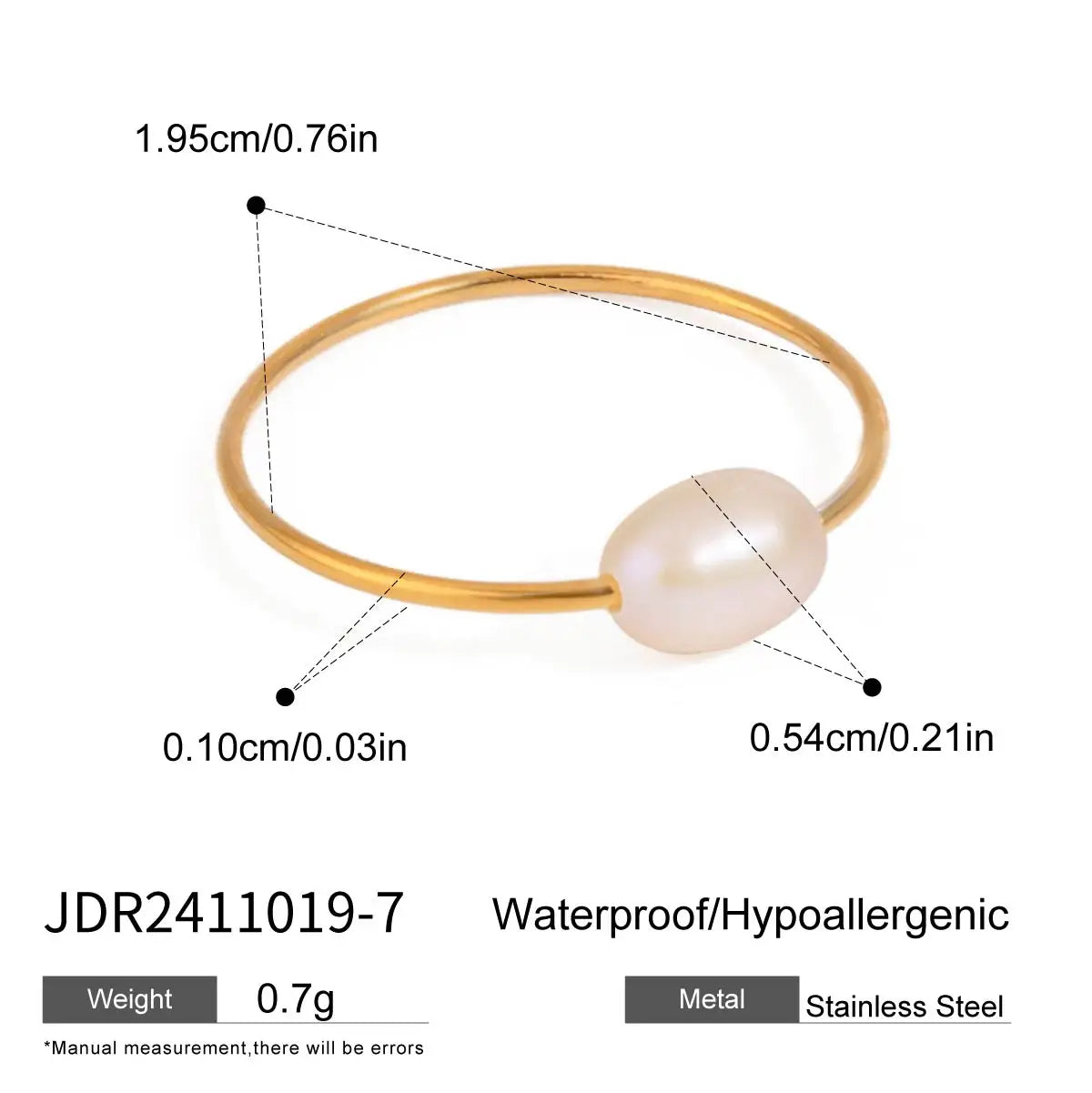 Bague double perle d’eau douce – Élégance marine en doré