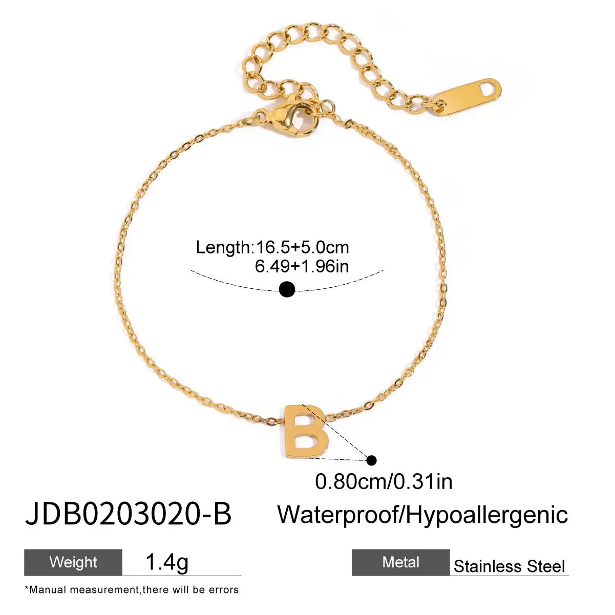 Bracelet chaîne lettre initiale – Bijou à personnaliser