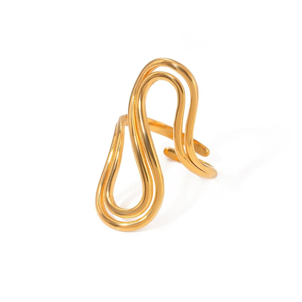 Bague double S – Courbes dorées stylisées