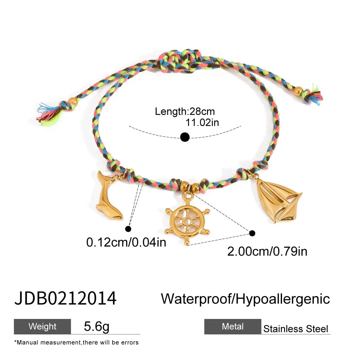 Bracelet pendentif doré & multicolore – Douceur marine