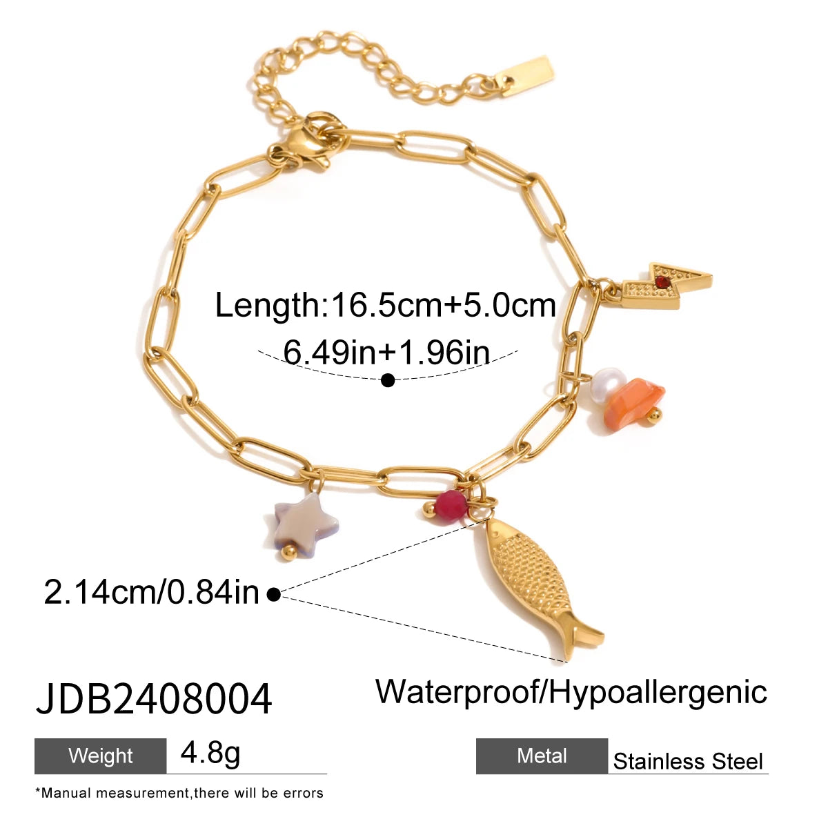 Bracelet chaîne étoile de mer & zircon – Bijou créatif