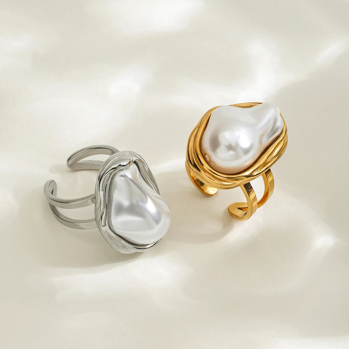 Bague perle baroque & résine – Un charme bohème signé Linie