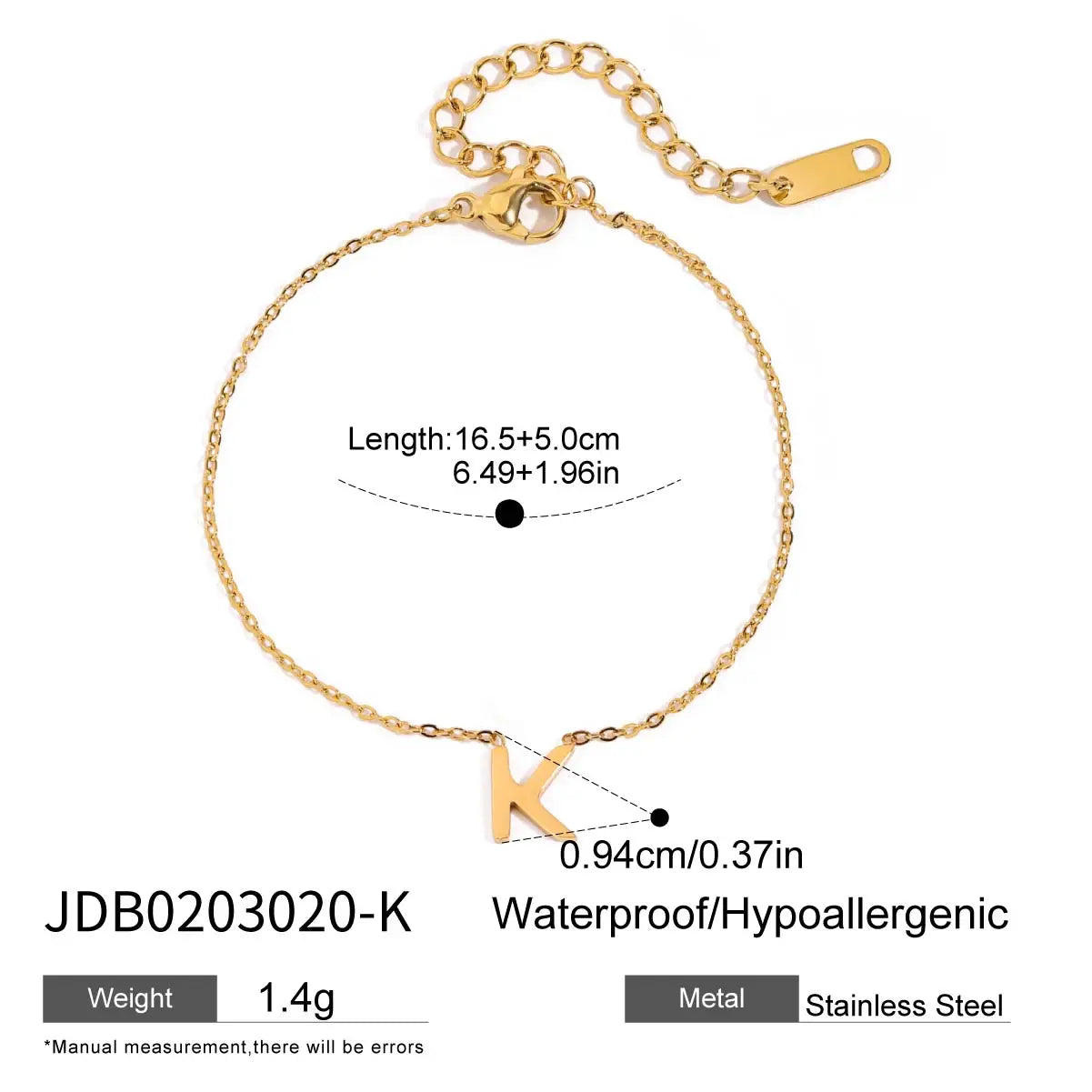 Bracelet chaîne lettre initiale – Bijou à personnaliser