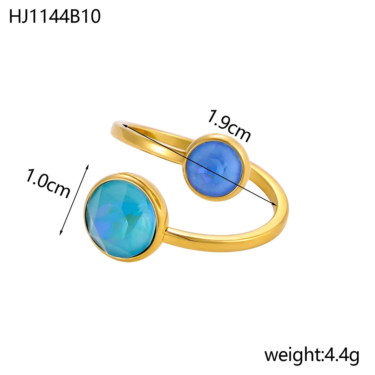 Bague ouverte zircon chic – Élégance dorée au quotidien