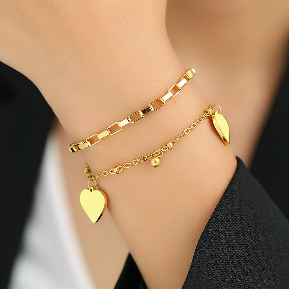Bracelet double couche cœur DIY