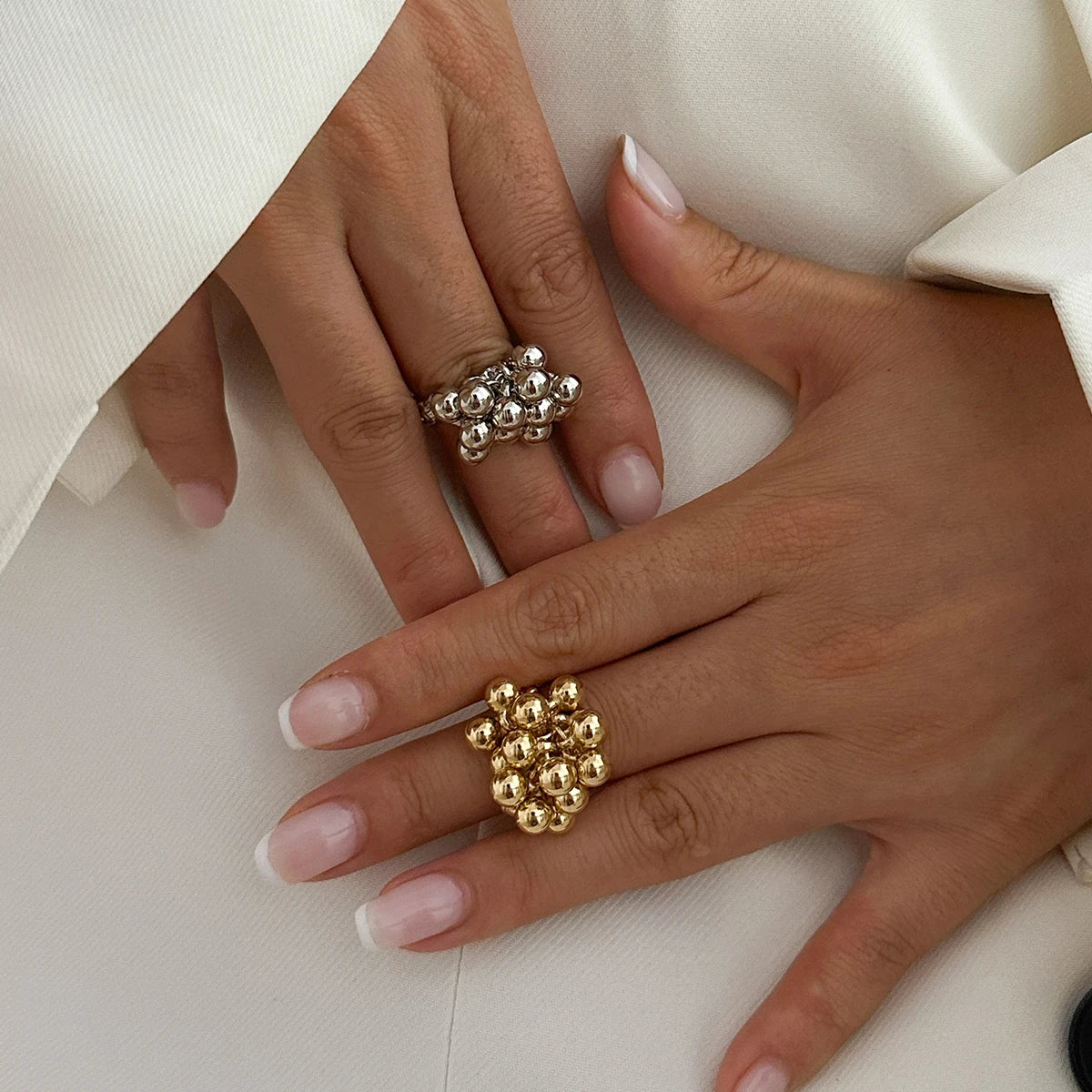 Bague boule métal Salircon – Style Punk Minimaliste