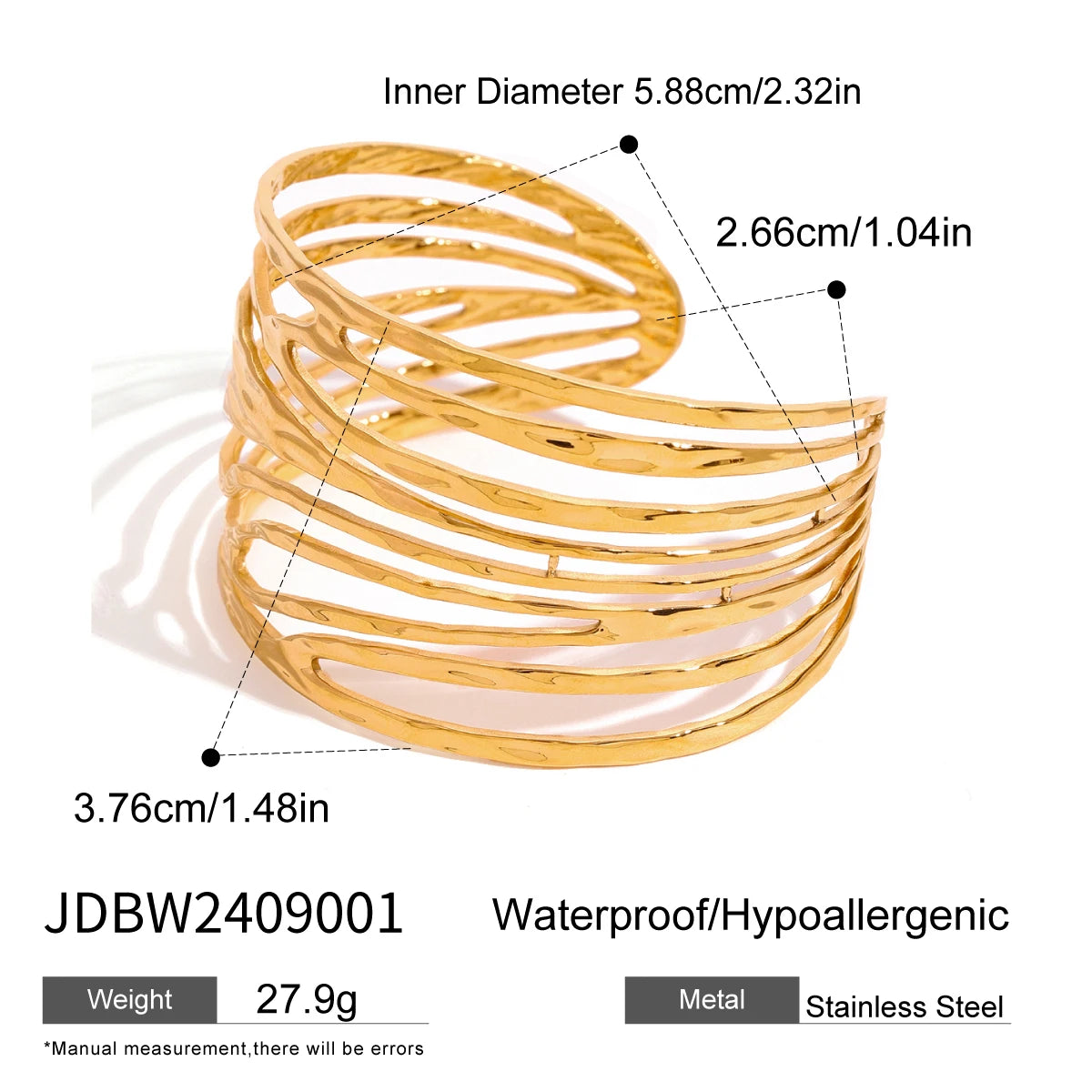 Bracelet nervuré large – Tendance urbaine
