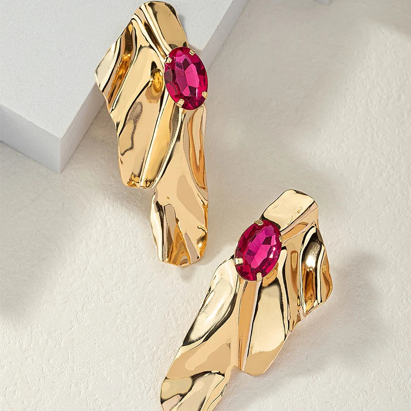 Boucles d’oreilles pierre Fuchsia Obega