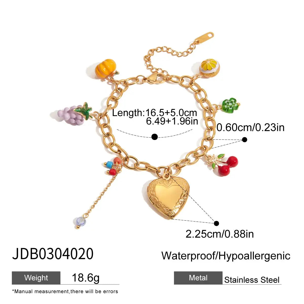 Bracelet fraise & cerise – Fantaisie fruitée