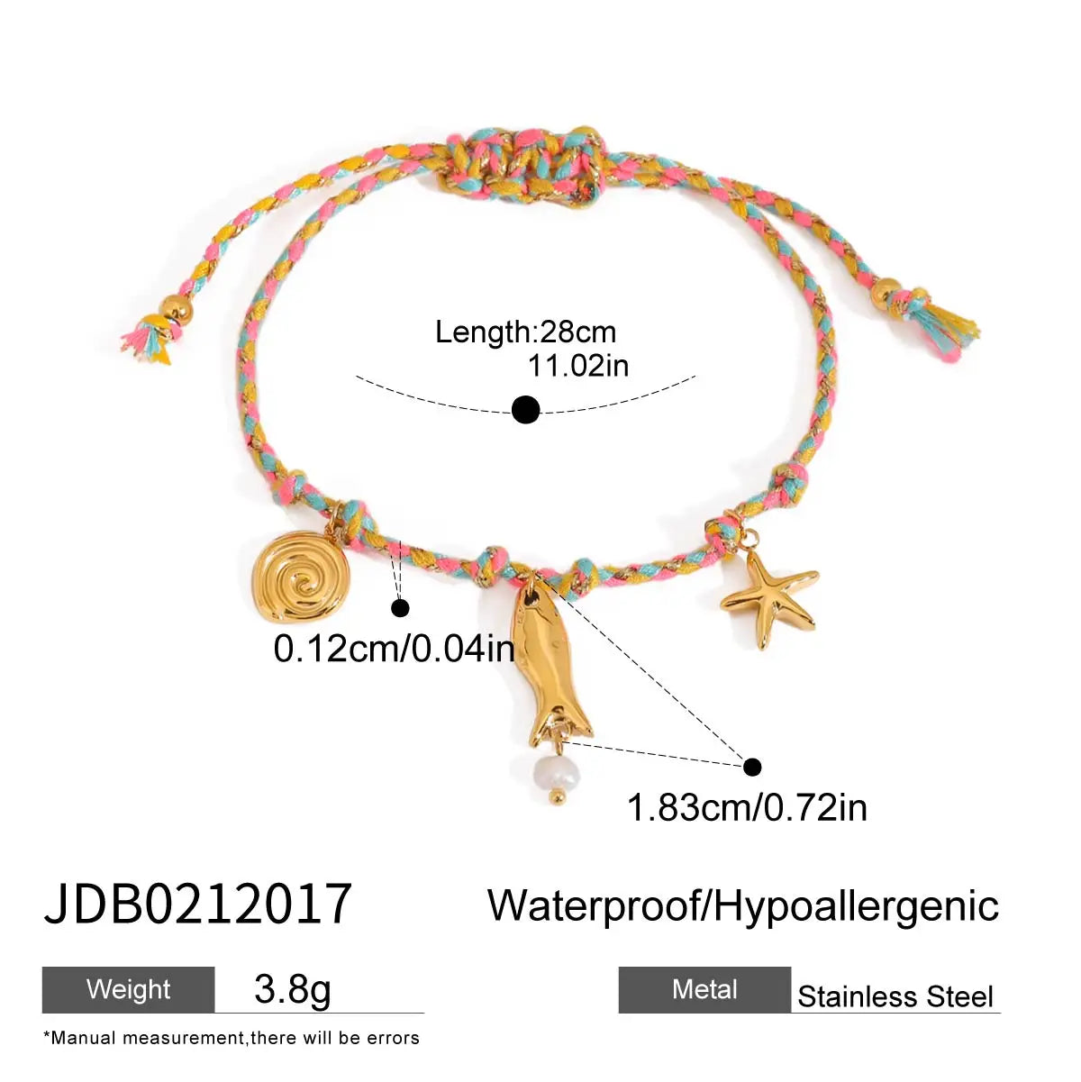 Bracelet pendentif doré & multicolore – Douceur marine