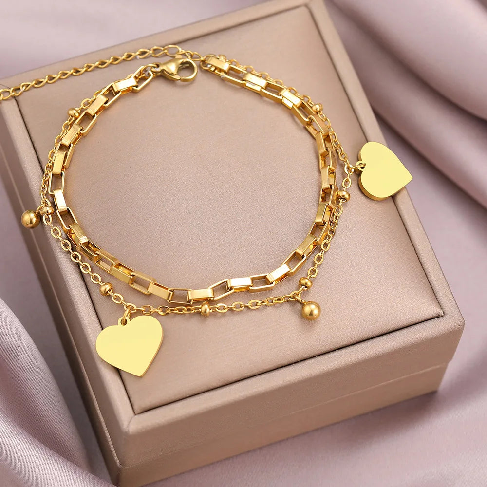 Bracelet double couche cœur DIY