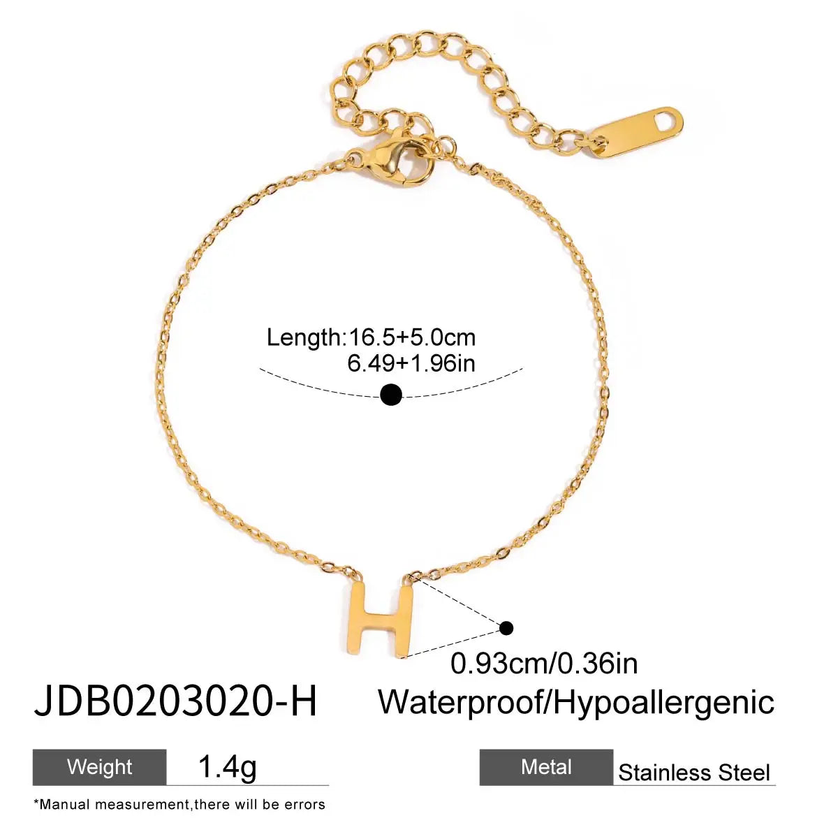 Bracelet chaîne lettre initiale – Bijou à personnaliser